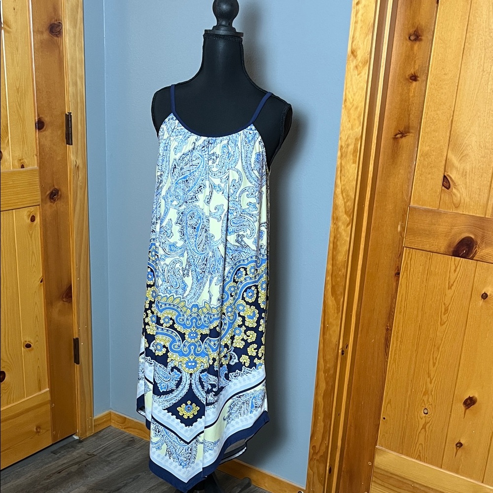 Soma Blue and Yellow Asymmetrical Chemise